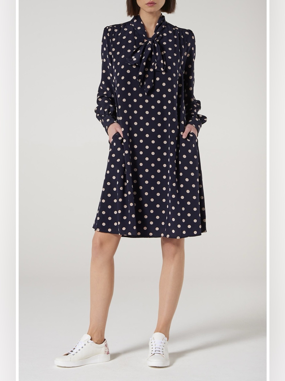 LK Bennett Evia Long Sleeve Silk Dress